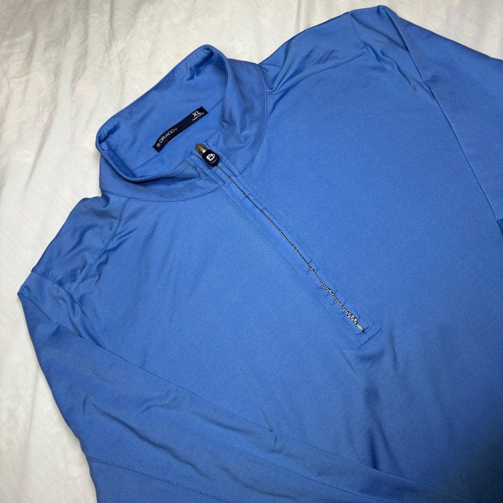 B Draddy Mens Blue Long Sleeve 1/4 Zip Pullover Performance Shirt XL Pocket